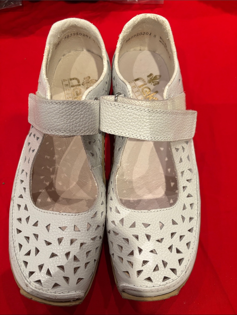 RIEKER antistress, white leather shoes